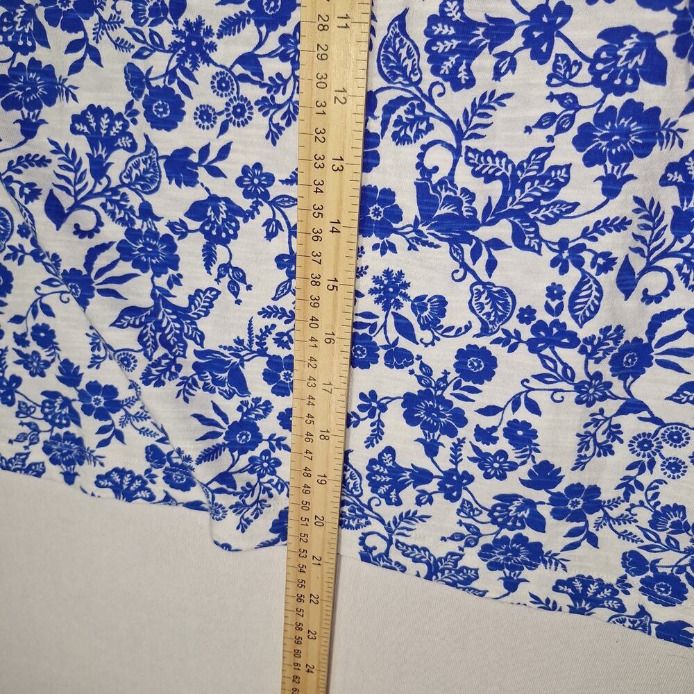 Lands End Tunic Womens Sz M Blue Floral Damask Pattern Peasant Top Boho Chic EUC - Picture 6 of 12